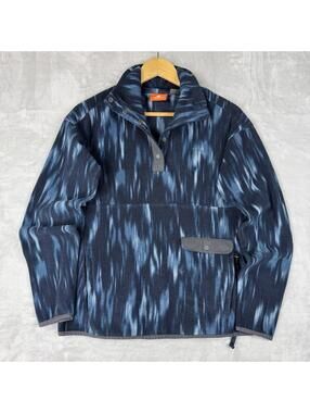 Merrell Fleece Pullover Sweatshirt Blue Pattern Snap Neck Gorpcore Outdoor Sz S